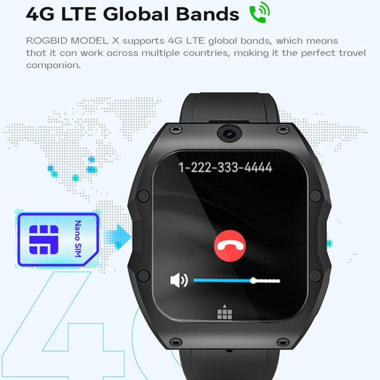 Model X 1.99 inch IP68 Water-resistant Android 9.0 4G Dual Cameras Matte Smart Watch, Specification:4GB+128GB(Black)