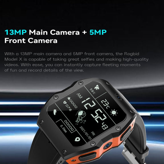 Model X 1.99 inch IP68 Water-resistant Android 9.0 4G Dual Cameras Matte Smart Watch, Specification:4GB+128GB(Black)