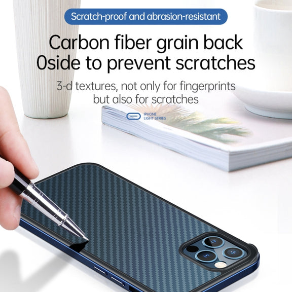 For iPhone 13 Pro Max SULADA Luxury 3D Carbon Fiber Textured Metal + TPU Frame Phone Case(Silver)