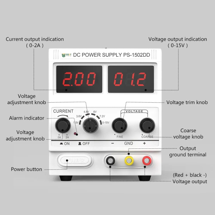 BEST 1502DD 15V / 2A Digital Display DC Regulated Power Supply, 110V US Plug - free shipping - PMC TechLife - Order now!