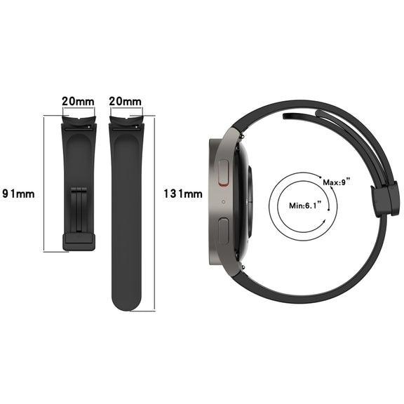 For Samsung Galaxy Watch 6 / 6 Classic Magnetic Folding Black Buckle Silicone Watch Band(Black)