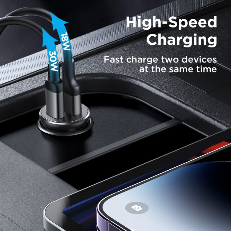 JOYROOM JR-CCN05 30W PD+QC3.0 Mini Metal Car Charger(Black) - free shipping - PMC TechLife - Order now!
