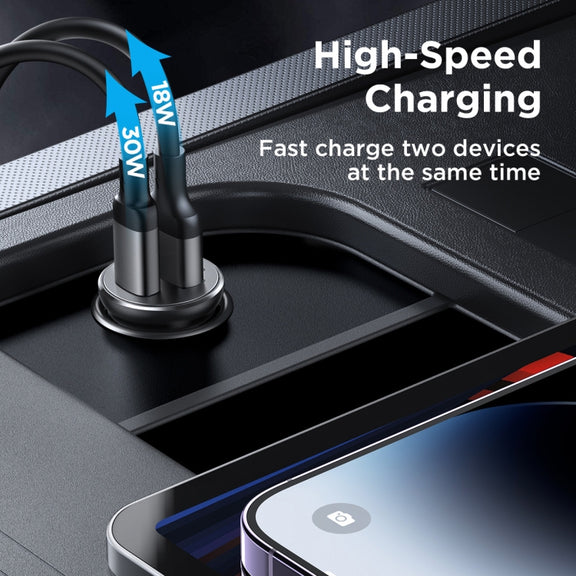JOYROOM JR-CCN05 30W PD+QC3.0 Mini Metal Car Charger(Black)