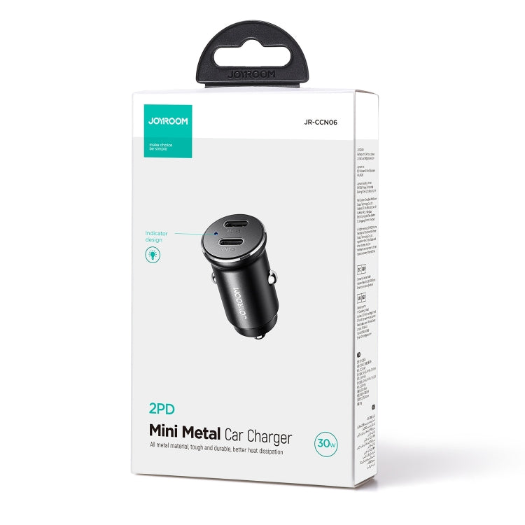 JOYROOM JR-CCN06 30W Dual PD Type-C Mini Metal Car Charger(Black) - free shipping - PMC TechLife - Order now!