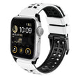 For Apple Watch Series 9 41mm Twill Dual-row Buckle Silicone Watch Band(White Black) - Watch Bands by PMC TechLife | Online Shopping South Africa | PMC TechLife