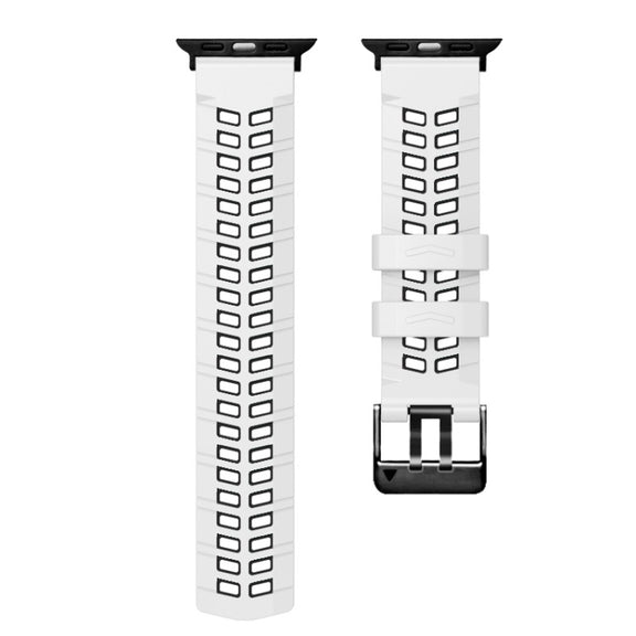 For Apple Watch Series 9 41mm Twill Dual-row Buckle Silicone Watch Band(White Black)