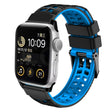 For Apple Watch Series 9 41mm Twill Dual-row Buckle Silicone Watch Band(Black Blue) - Watch Bands by PMC TechLife | Online Shopping South Africa | PMC TechLife
