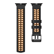 For Apple Watch Series 9 45mm Twill Dual-row Buckle Silicone Watch Band(Black Orange)