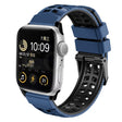 For Apple Watch SE 2023 44mm Twill Dual-row Buckle Silicone Watch Band(Midnight Blue Black) - Watch Bands by PMC TechLife | Online Shopping South Africa | PMC TechLife