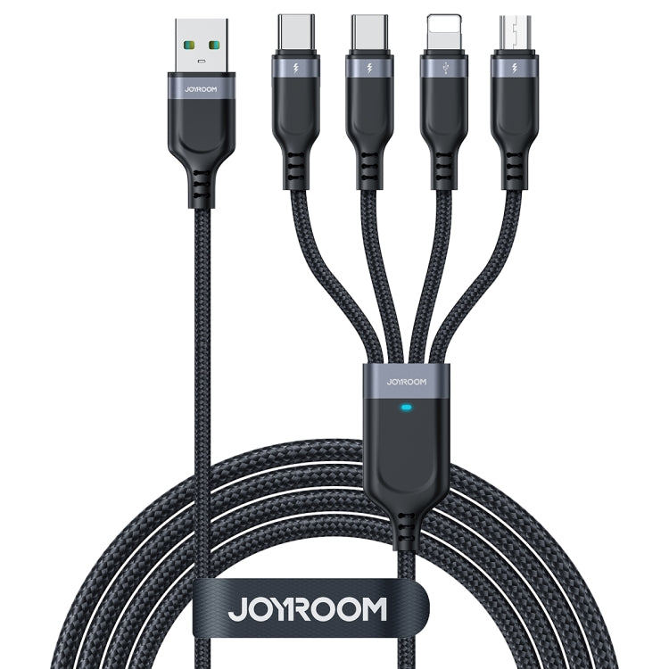 JOYROOM A18 3.5A USB to 8 Pin+Dual USB-C/Type-C+Micro USB 4 in 1 Data Cable, Length: 1.2m(Black) - Multifunction Cable by JOYROOM | Online Shopping South Africa | PMC TechLife