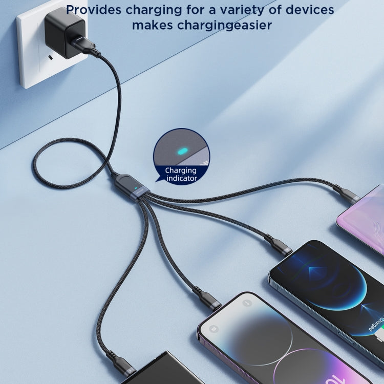 JOYROOM A18 3.5A USB to Dual 8 Pin+USB-C/Type-C+Micro USB 4 in 1 Data Cable, Length: 1.2m(Black) - Multifunction Cable by JOYROOM | Online Shopping South Africa | PMC TechLife | Buy Now Pay Later Mobicred