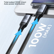 JOYROOM A21 100W Type-C to Dual Type-C 2 in 1 Charging Cable, Length: 1.5m(Black)