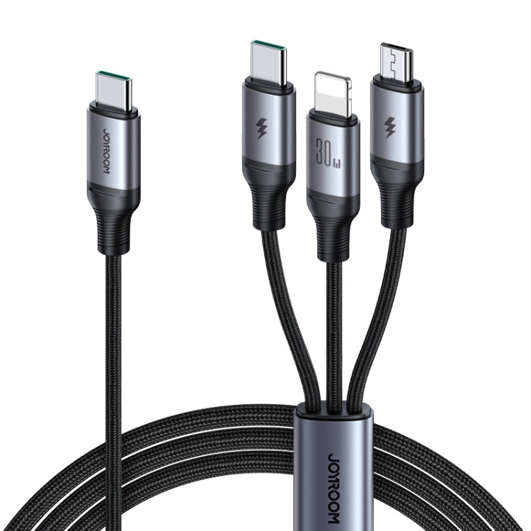 JOYROOM A21 30W Type-C to 8 Pin+Type-C+Micro USB 3 in 1 Charging Cable, Length: 1.2m(Black) - Multifunction Cable by JOYROOM | Online Shopping South Africa | PMC TechLife | Buy Now Pay Later Mobicred