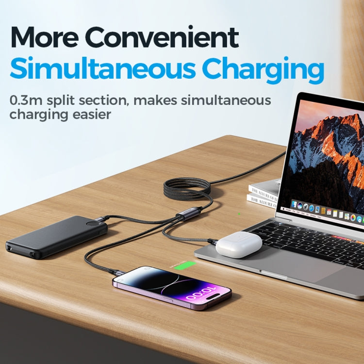 JOYROOM A21 30W Type-C to 8 Pin+Type-C+Micro USB 3 in 1 Charging Cable, Length: 1.2m(Black) - Multifunction Cable by JOYROOM | Online Shopping South Africa | PMC TechLife | Buy Now Pay Later Mobicred