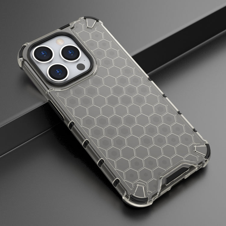 For iPhone 15 Pro Max Honeycomb Shockproof Phone Case(Black)