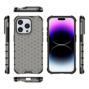 For iPhone 15 Pro Max Honeycomb Shockproof Phone Case(Black)