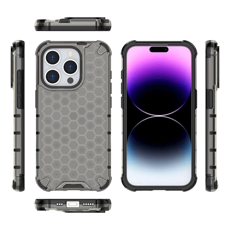 For iPhone 15 Pro Max Honeycomb Shockproof Phone Case(Black)
