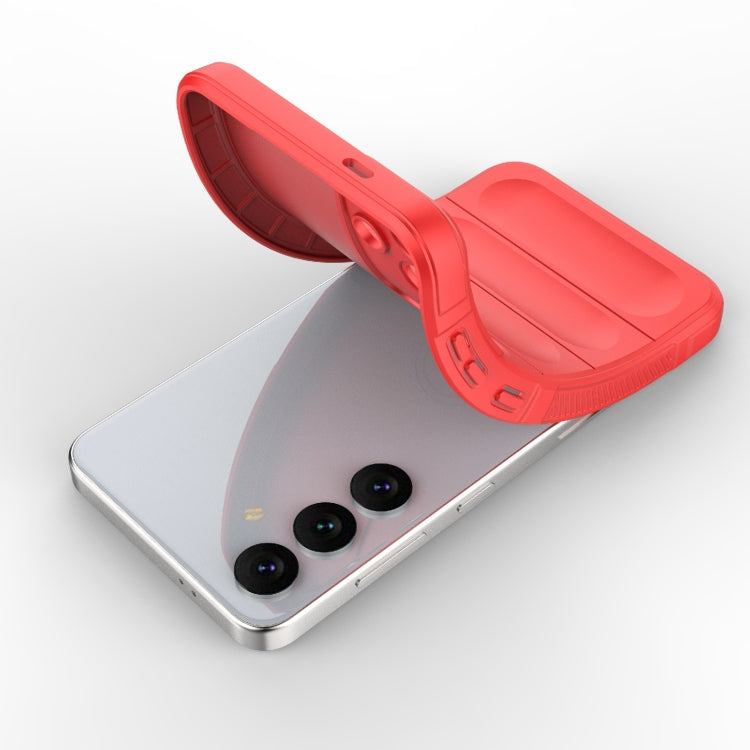 For Samsung Galaxy S24 5G Magic Shield TPU + Flannel Phone Case(Red)
