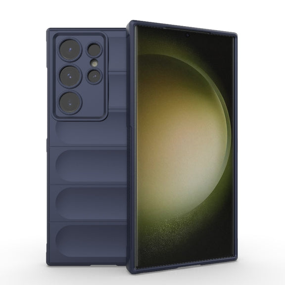 For Samsung Galaxy S24 Ultra 5G Magic Shield TPU + Flannel Phone Case(Dark Blue)