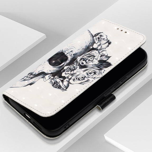 For Samsung Galaxy S24+ 5G 3D Painting Horizontal Flip Leather Phone Case(Skull)