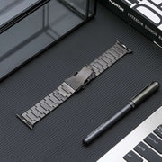 For Apple Watch Series 9 45mm Safety Buckle Titanium Steel Watch Band(Grey)