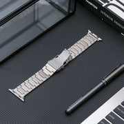 For Apple Watch SE 2023 44mm Safety Buckle Titanium Steel Watch Band(Silver)