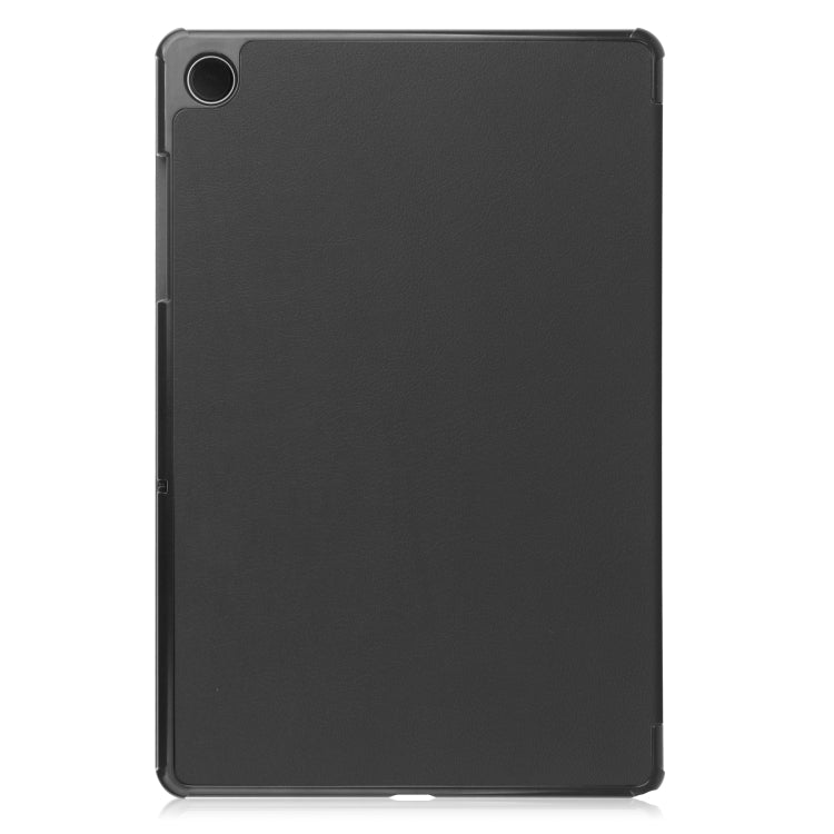 For Samsung Galaxy Tab A9 Custer Pure Color 3-Fold Holder Leather Tablet Case(Black) - free shipping - PMC TechLife - Order now!