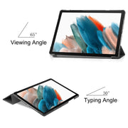 For Samsung Galaxy Tab A9 Custer Pure Color 3-Fold Holder Leather Tablet Case(Black)