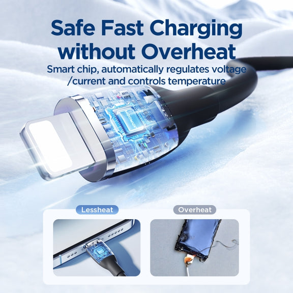 JOYROOM SA29-CL3 30W USB-C/Type-C to 8 Pin Liquid Silicone Fast Charging Data Cable, Length: 1.2m(Black)