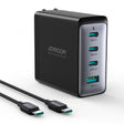 JOYROOM JR-TCG04 100W USB+3 x Type-C GaN Multi-port Charger Set, Specification:US Plug(Black) - free shipping - PMC TechLife - Order now!