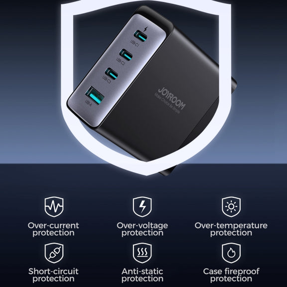 JOYROOM JR-TCG04 100W USB+3 x Type-C GaN Multi-port Charger Set, Specification:US Plug(Black)