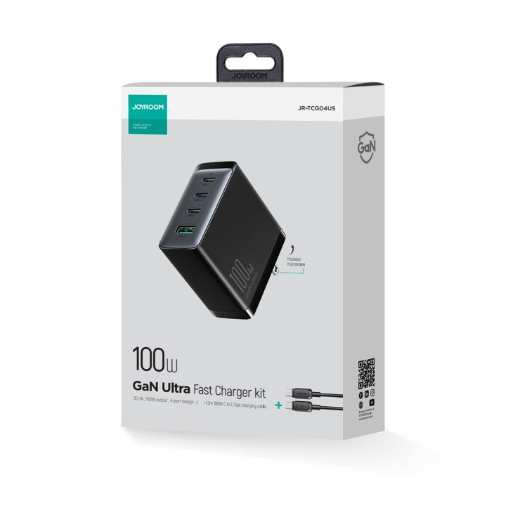 JOYROOM JR-TCG04 100W USB+3 x Type-C GaN Multi-port Charger Set, Specification:US Plug(Black)