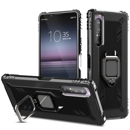 For Sony Xperia 1 II Carbon Fiber Protective Case with 360 Degree Rotating Ring Holder(Black) - Sony Cases by PMC Jewellery | Online Shopping South Africa | PMC Jewellery | Buy Now Pay Later Mobicred