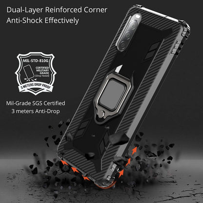 For Sony Xperia 1 II Carbon Fiber Protective Case with 360 Degree Rotating Ring Holder(Black) - Sony Cases by PMC Jewellery | Online Shopping South Africa | PMC Jewellery | Buy Now Pay Later Mobicred