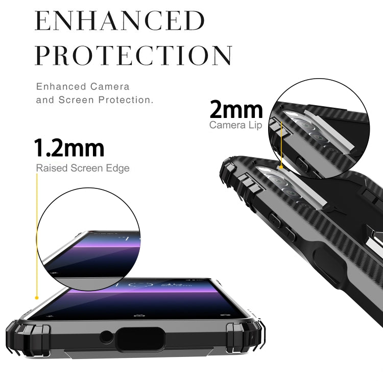For Sony Xperia 1 II Carbon Fiber Protective Case with 360 Degree Rotating Ring Holder(Black) - Sony Cases by PMC Jewellery | Online Shopping South Africa | PMC Jewellery | Buy Now Pay Later Mobicred