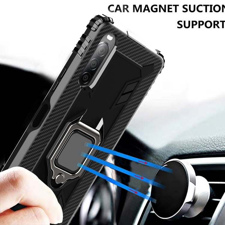 For Sony Xperia 1 II Carbon Fiber Protective Case with 360 Degree Rotating Ring Holder(Black) - Sony Cases by PMC Jewellery | Online Shopping South Africa | PMC Jewellery | Buy Now Pay Later Mobicred