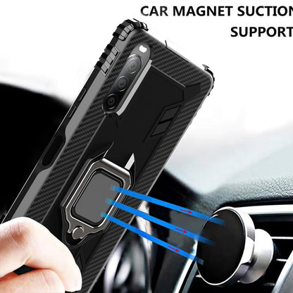 For Sony Xperia 1 II Carbon Fiber Protective Case with 360 Degree Rotating Ring Holder(Black) - Sony Cases by PMC Jewellery | Online Shopping South Africa | PMC Jewellery | Buy Now Pay Later Mobicred