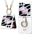 For Samsung Galaxy Z Flip5 GKK Ultra-thin PC Full Coverage Ring Holder Phone Case with Strap(Silver) - Galaxy Z Flip5 Cases by GKK | Online Shopping South Africa | PMC TechLife | Buy Now Pay Later Mobicred