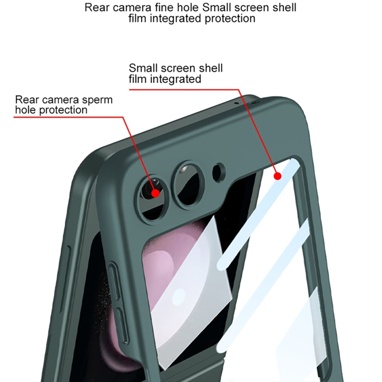 For Samsung Galaxy Z Flip5 GKK Ultra-thin PC Full Coverage Ring Holder Phone Case with Strap(Silver)