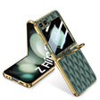 For Samsung Galaxy Z Flip5 GKK Integrated Plating Diamond Texture PU Phone Case with Ring(Green) - Galaxy Z Flip5 Cases by GKK | Online Shopping South Africa | PMC TechLife | Buy Now Pay Later Mobicred