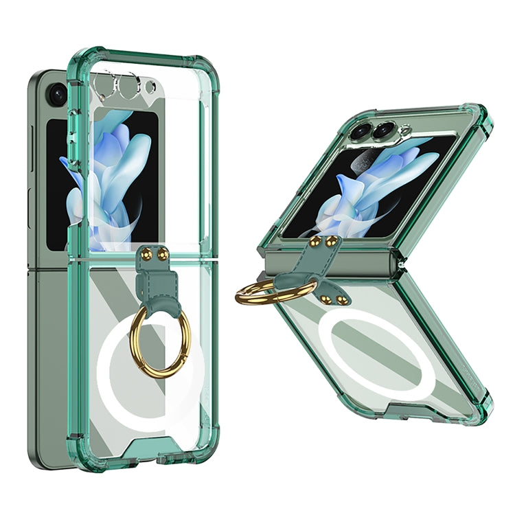 For Samsung Galaxy Z Flip5 GKK MagSafe Airbag Hinge Shockproof Phone Case with Ring Holder(Green) - Galaxy Z Flip5 Cases by GKK | Online Shopping South Africa | PMC TechLife