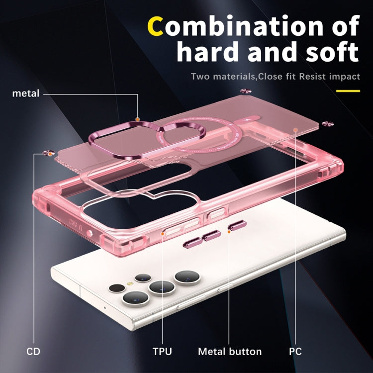 For Samsung Galaxy S23 Ultra 5G Skin Feel TPU + PC MagSafe Magnetic Phone Case(Transparent Pink) - Galaxy S23 Ultra 5G Cases by PMC TechLife | Online Shopping South Africa | PMC TechLife
