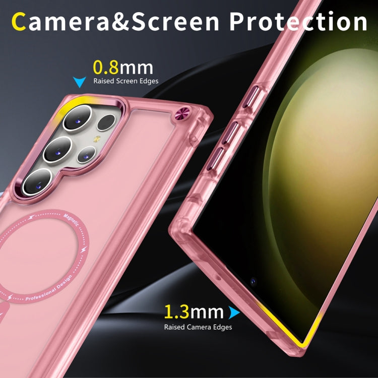 For Samsung Galaxy S23 Ultra 5G Skin Feel TPU + PC MagSafe Magnetic Phone Case(Transparent Pink) - Galaxy S23 Ultra 5G Cases by PMC TechLife | Online Shopping South Africa | PMC TechLife