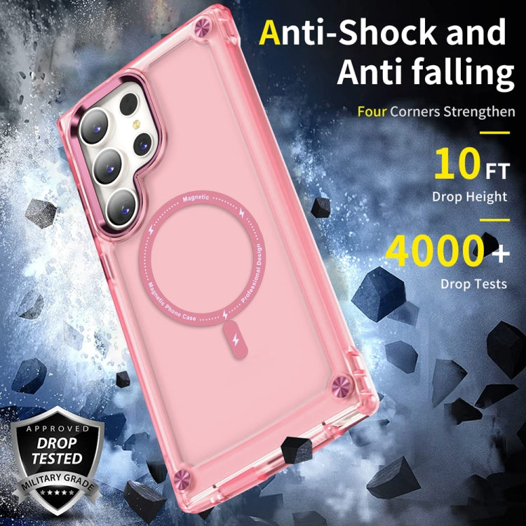 For Samsung Galaxy S23 Ultra 5G Skin Feel TPU + PC MagSafe Magnetic Phone Case(Transparent Pink) - Galaxy S23 Ultra 5G Cases by PMC TechLife | Online Shopping South Africa | PMC TechLife
