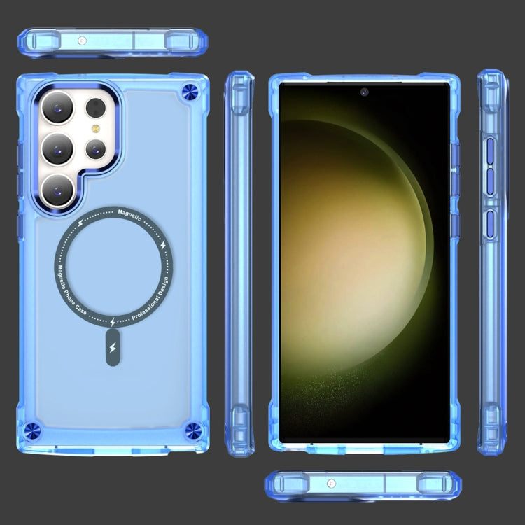 For Samsung Galaxy S23 Ultra 5G Skin Feel TPU + PC MagSafe Magnetic Phone Case(Transparent Blue)