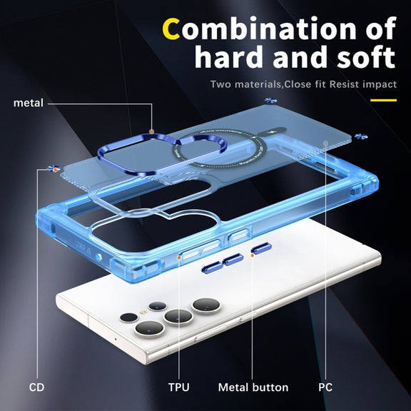 For Samsung Galaxy S23 Ultra 5G Skin Feel TPU + PC MagSafe Magnetic Phone Case(Transparent Blue)