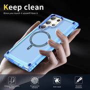 For Samsung Galaxy S23 Ultra 5G Skin Feel TPU + PC MagSafe Magnetic Phone Case(Transparent Blue)