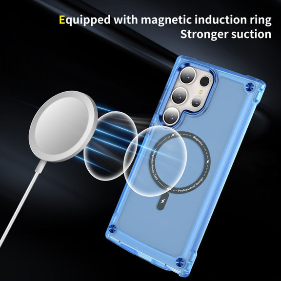 For Samsung Galaxy S23 Ultra 5G Skin Feel TPU + PC MagSafe Magnetic Phone Case(Transparent Blue)