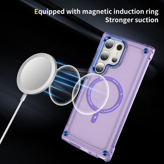 For Samsung Galaxy S23 Ultra 5G Skin Feel TPU + PC MagSafe Magnetic Phone Case(Transparent Purple)
