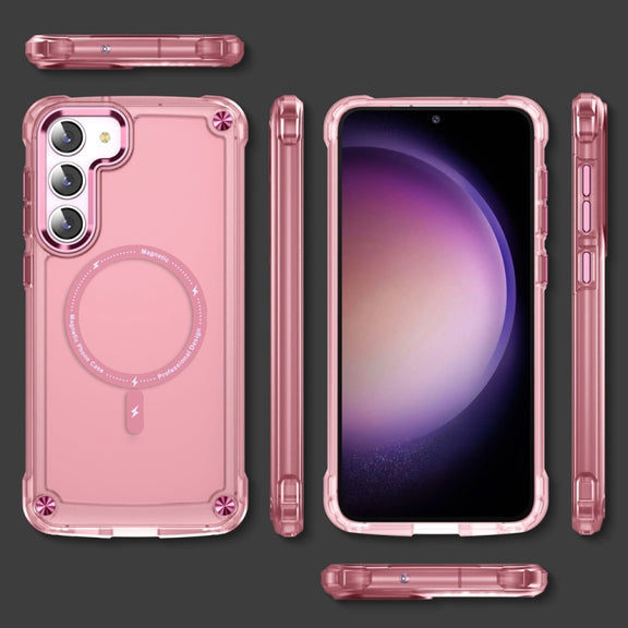 For Samsung Galaxy S23+ 5G Skin Feel TPU + PC MagSafe Magnetic Phone Case(Transparent Pink)